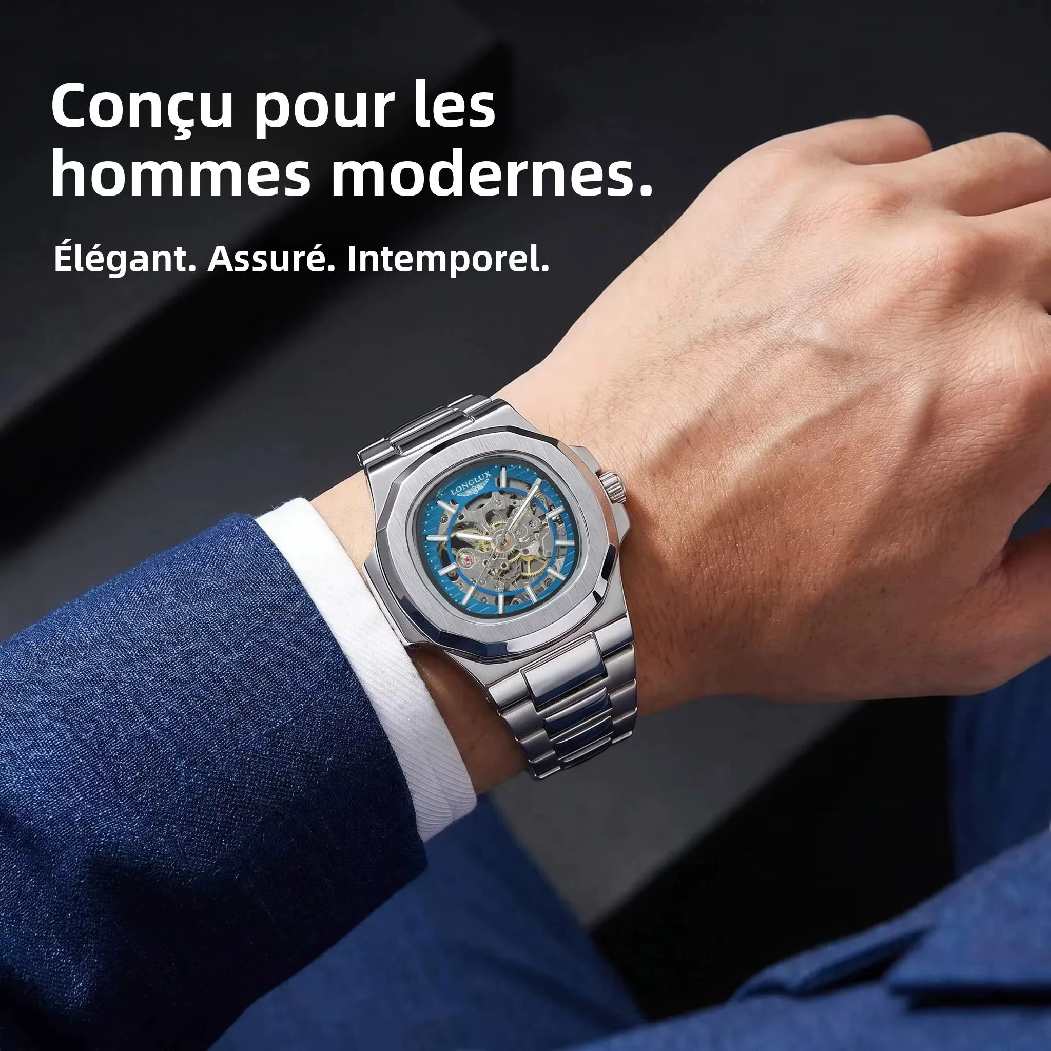 Montre automatique mécanique pour homme LONGLUX