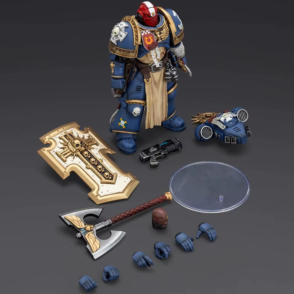 【Accessoires】Figurines d'action JOYTOY Warhammer 1/18 Ultramarines Metaurus avec hache puissante, bouclier de tempête et pistolet à plasma, modèle de jouet