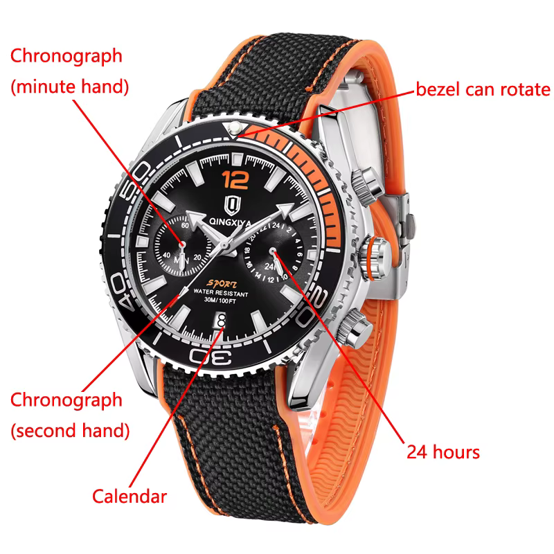 Montre chronographe de sport pour hommes