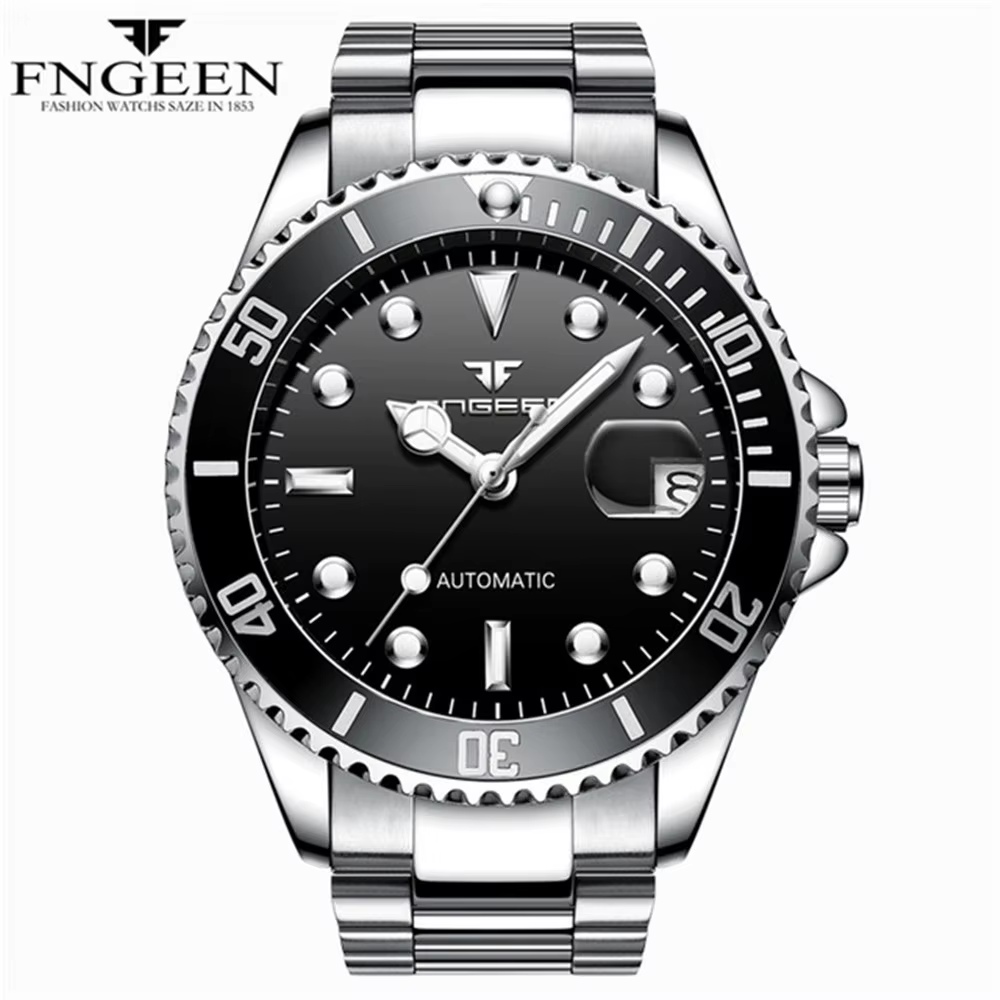 FNGEEN 9001 marque de luxe hommes montre en acier Tourbillon squelette montres mécaniques lumineux automatique Date diamant montre-bracelet