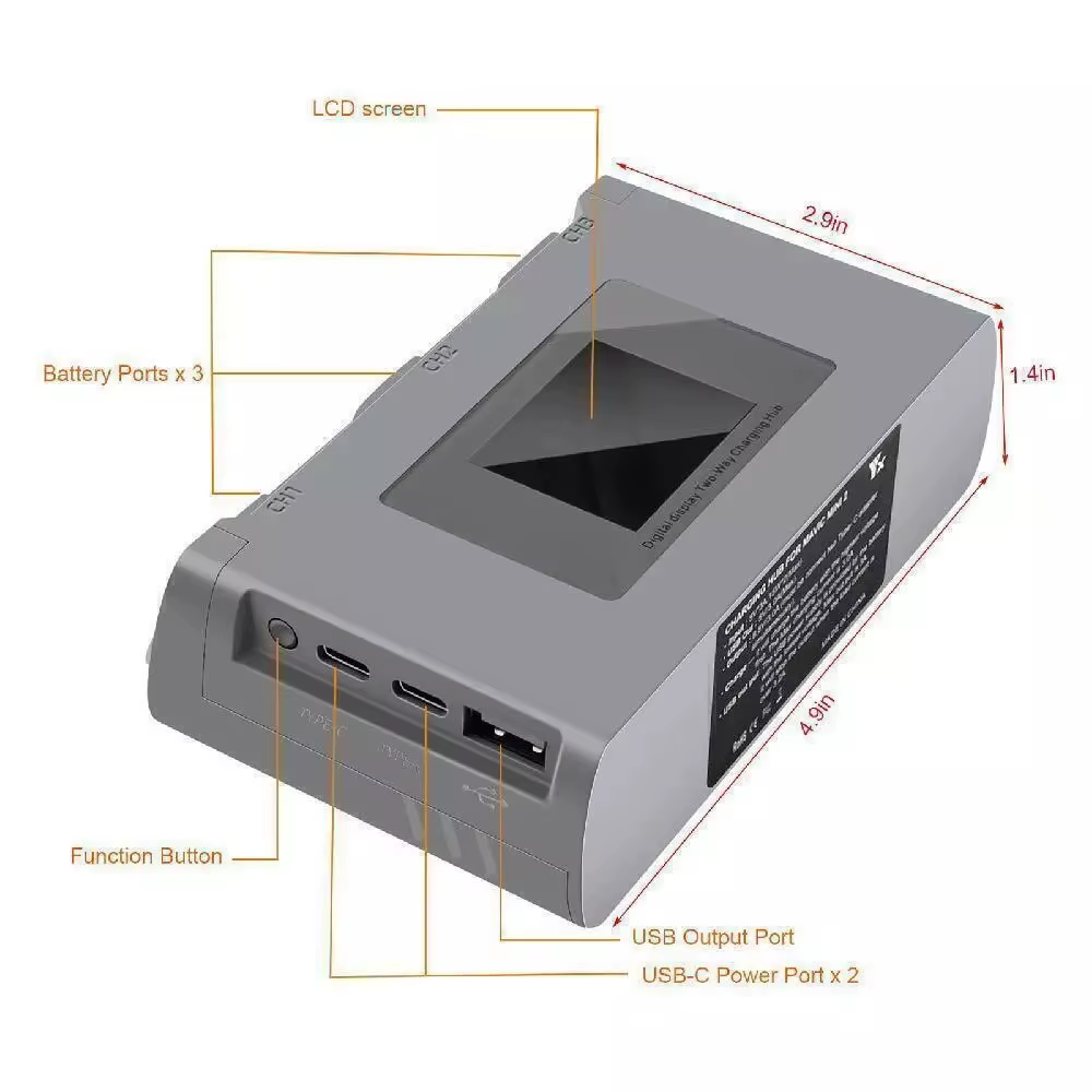 Pour Mini 2/SE chargeur affichage numérique Hub de charge pour DJI Mini 2/4K Mini 2 SE chargeur de batterie Drone accessoire
