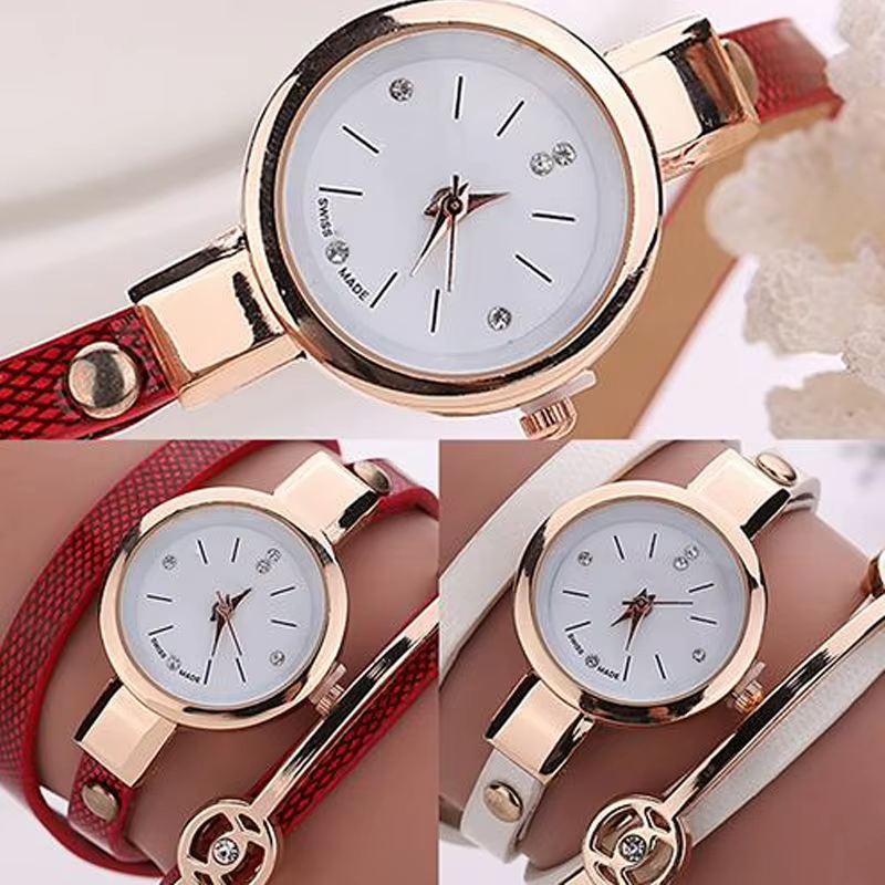 Montre-bracelet en similicuir pour femme