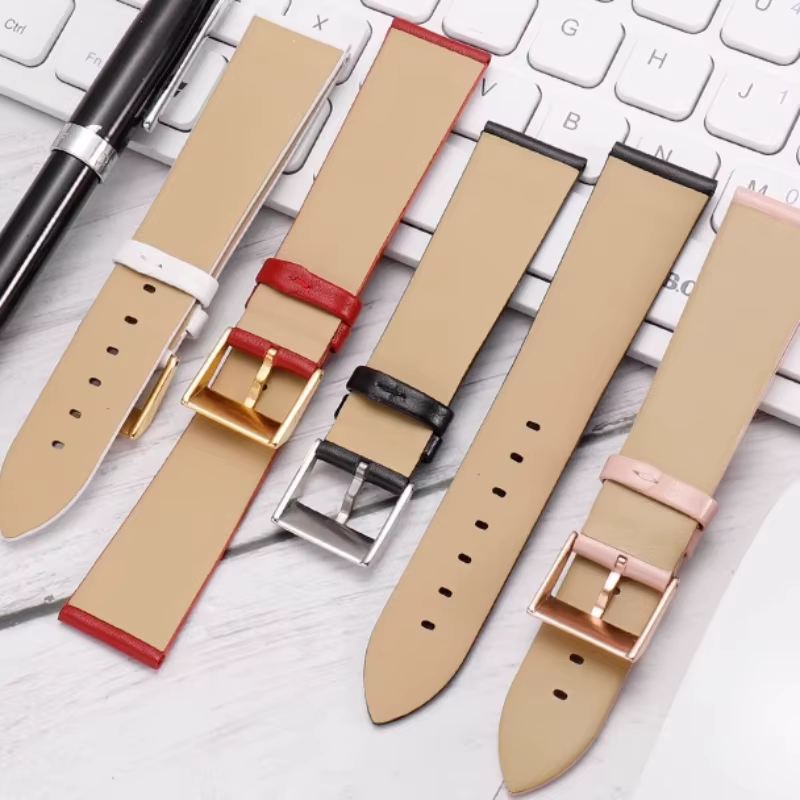 Bracelet de montre en cuir de vachette souple pour femme