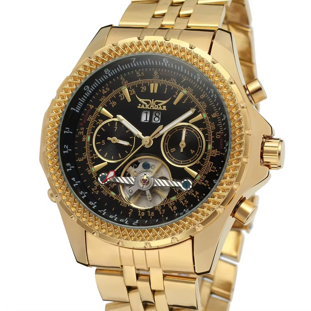 Nouvelle montre mécanique automatique de luxe en or pour hommes Tourbillon creux étanche lumineux Date semaine montres