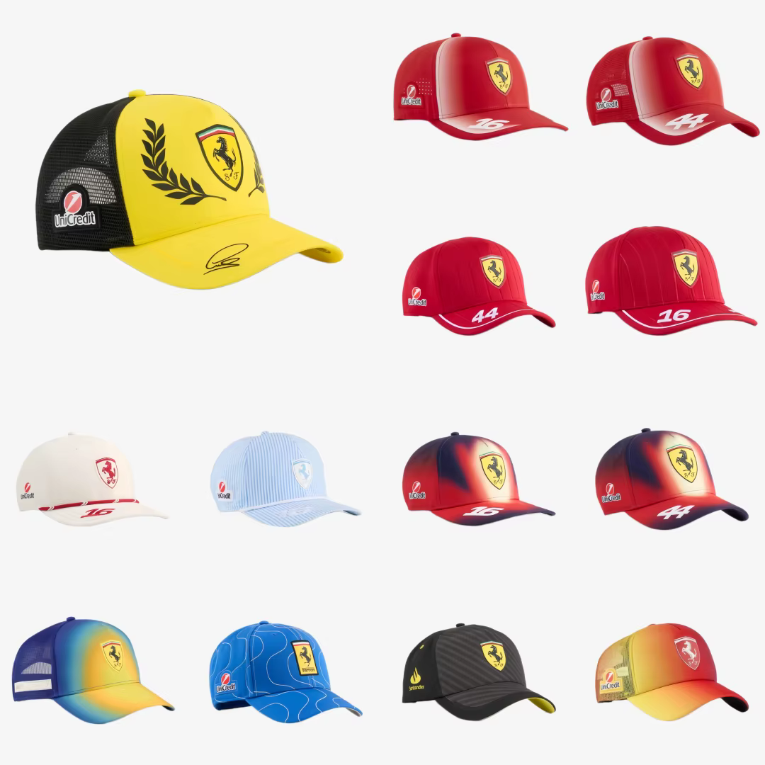 Casquette de camionneur Scuderia Ferrari 2026 GP de Silverstone au Royaume-Uni Hamilton, Casquette GP de Monaco 2026 Leclerc, Ferrari, MONZA, MIAMA, Las Vegas, Casquette pour fans