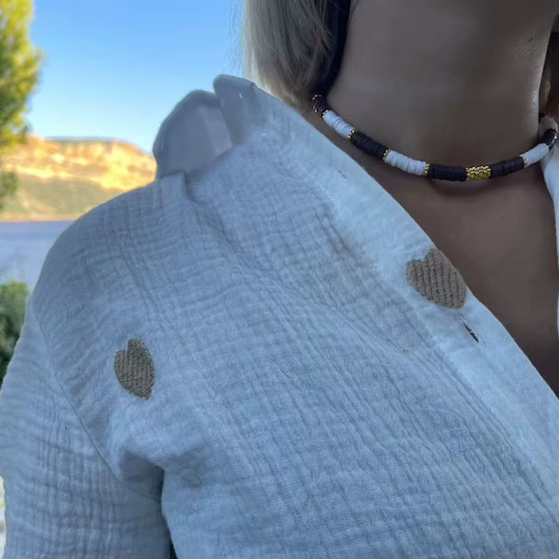 Heishi-Collier en argile douce colorée rétro pour femme, pierre précieuse simple, collier Boho, destroy ity