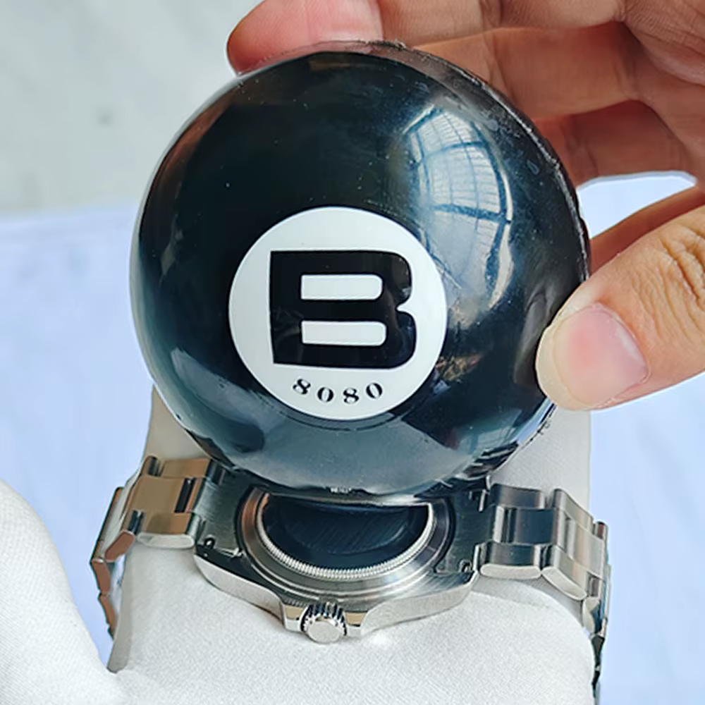 Boîtier de montre boule ouverte Durable 6.5cm noir 8088 caoutchouc sûr fiable Portable horloger