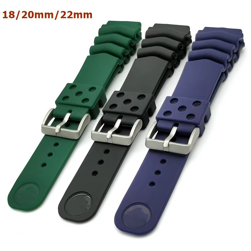 Bracelet de montre de sport en caoutchouc noir étanche Seiko PROSPEX pour hommes et femmes