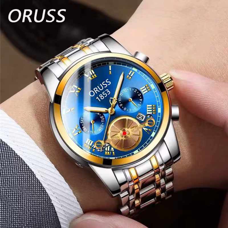 Montre à quartz de luxe étanche pour homme avec bracelet en acier