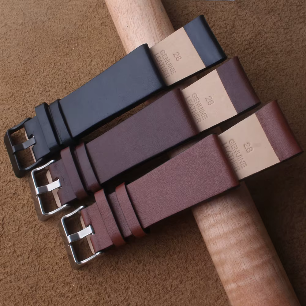 Bracelets de montre en cuir véritable pour homme