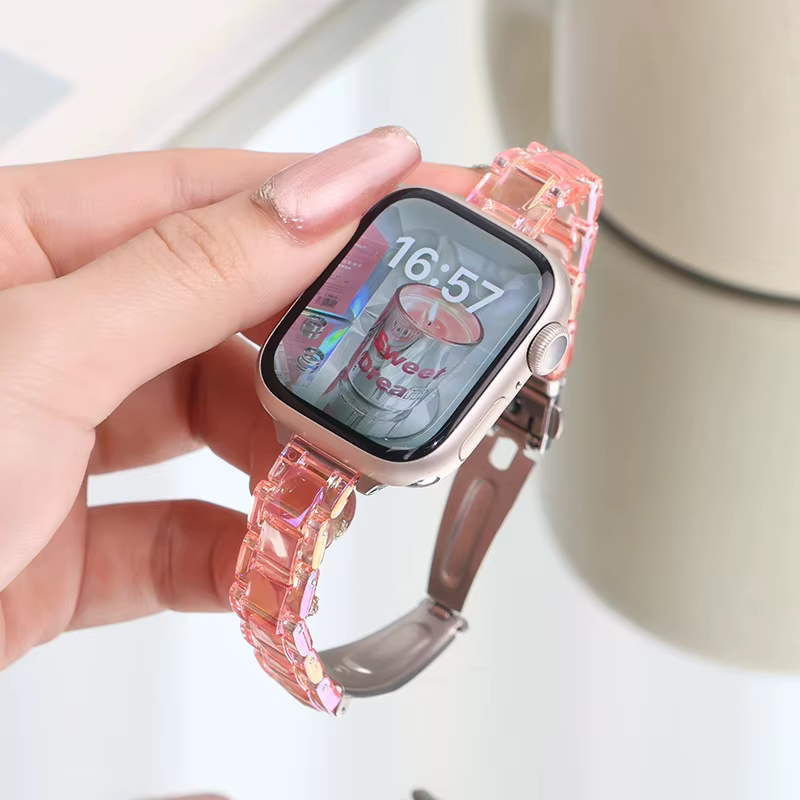 Bracelet transparent arc-en-ciel pour Apple Watch série 10 9 8 7 se 6 5 4 3