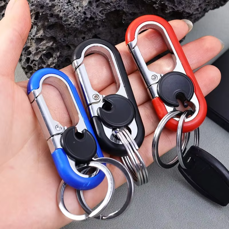 Porte-clés à double anneau pour hommes, porte-clés d'affaires, cadeau de mode, structure de clé en métal, style de voiture, accessoires de voiture automatique