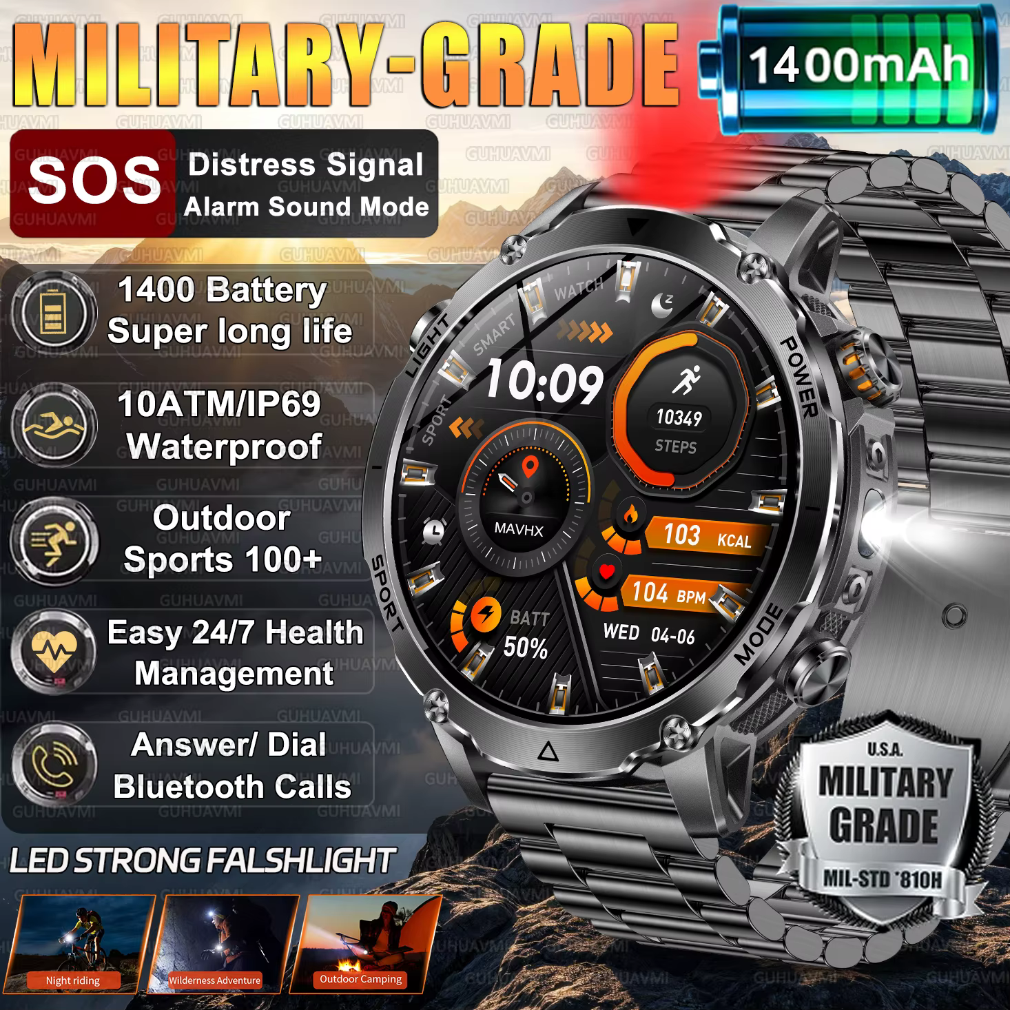 Montre connectée militaire TANK 2026