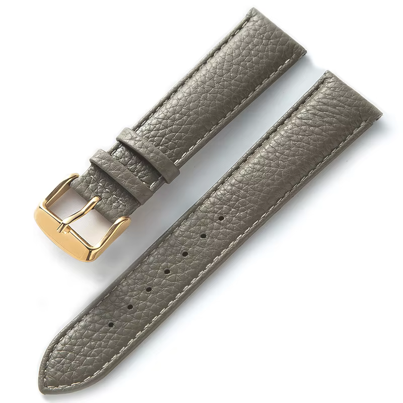 Bracelet en cuir véritable à motif litchi