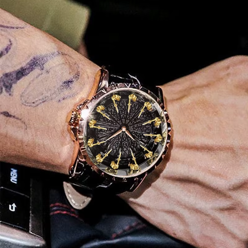 Nouvelle montre pour hommes en or rose style sportif