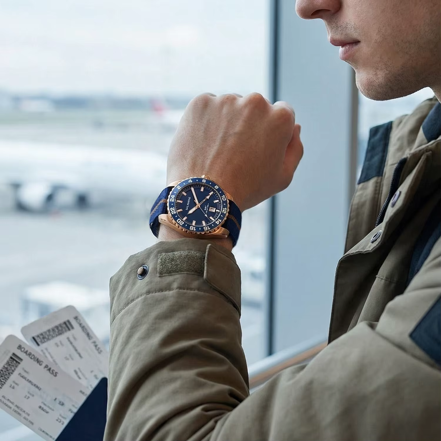 Montre décontractée pour homme de qualité supérieure en or rose