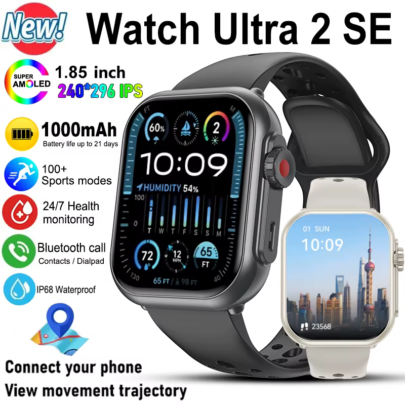 Montre Ultra 2 SE hommes femmes 1000mAh 150 + Mode Sport fréquence cardiaque HD Bluetooth appel GPS piste étanche