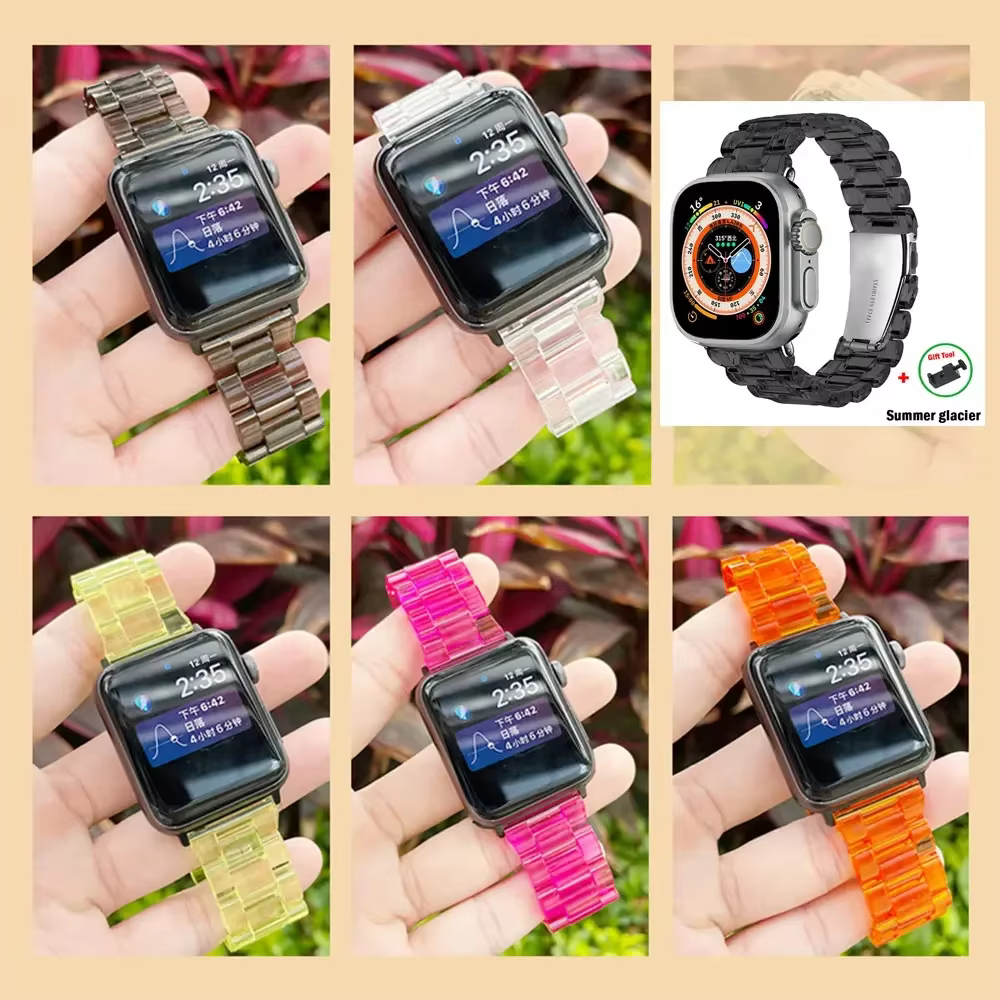 Bracelet en résine transparente pour Apple Watch Band