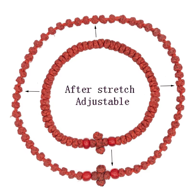 Bracelet en corde prière orthodoxe grecque réglable, chaîne à main tricotée chrétienne pour femmes