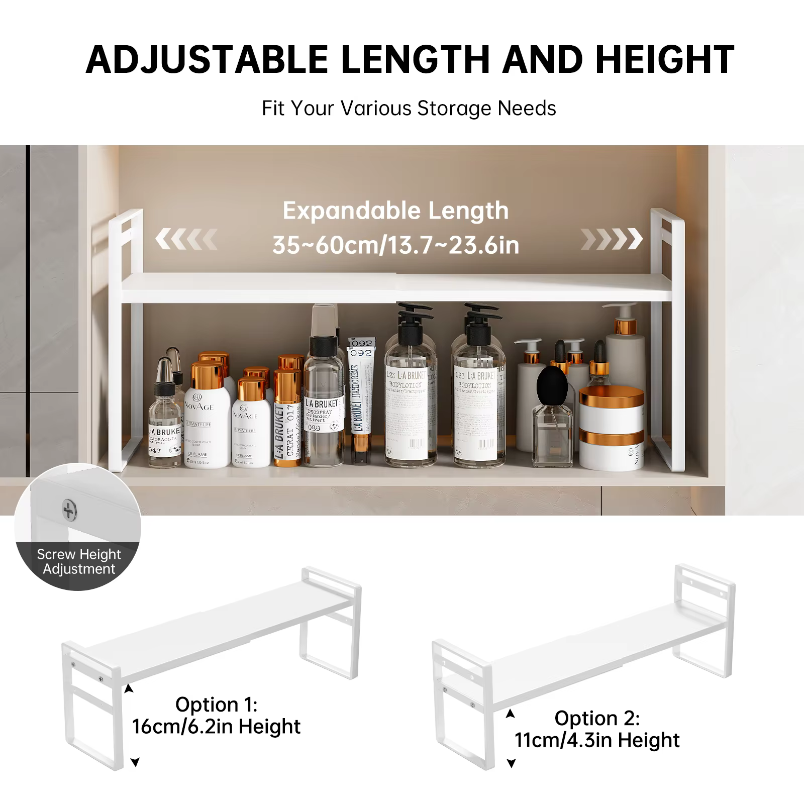 Boîte de rangement pour armoire à miroir de salle de bain, organisateur de cloison d'armoire de salle de bain, combinaison de support de rangement pour cosmétiques, organisation en couches