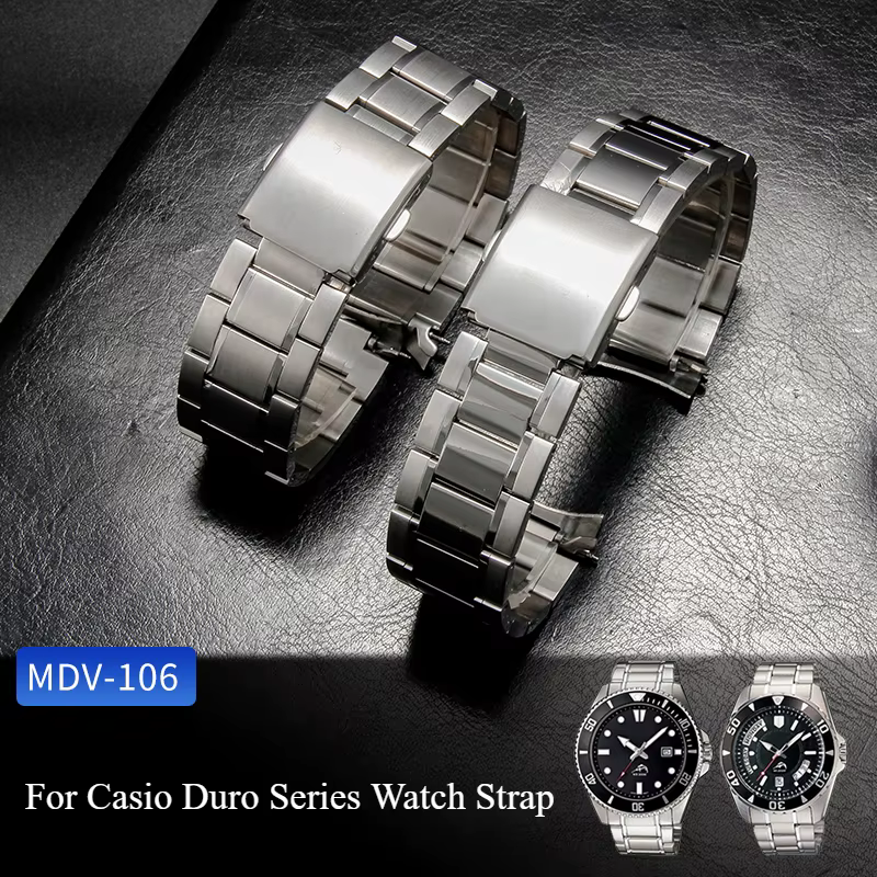 Bracelet de montre en acier exquis pour Casio Duro série MDV106 107 MTP1374/1375/5374