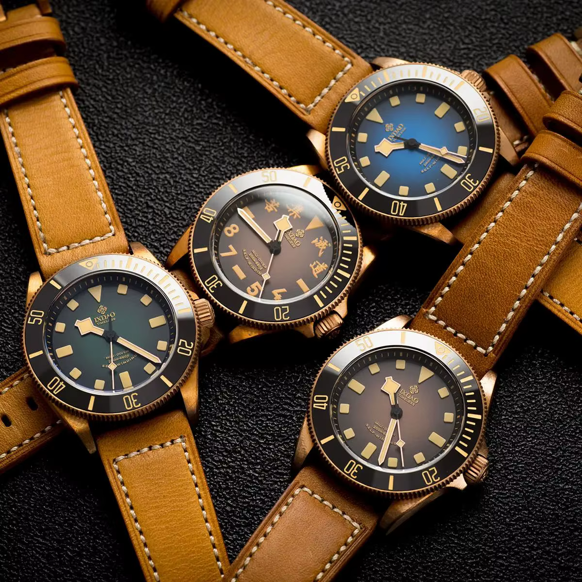 IPOSE IX & DAO 2025 nouvelle montre mécanique automatique pour hommes en Bronze PT5000 saphir rétro cuir étanche 20Bar Reloj Hombre