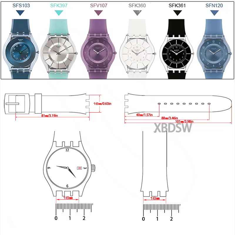Bracelet de montre en caoutchouc silicone ultra-fin