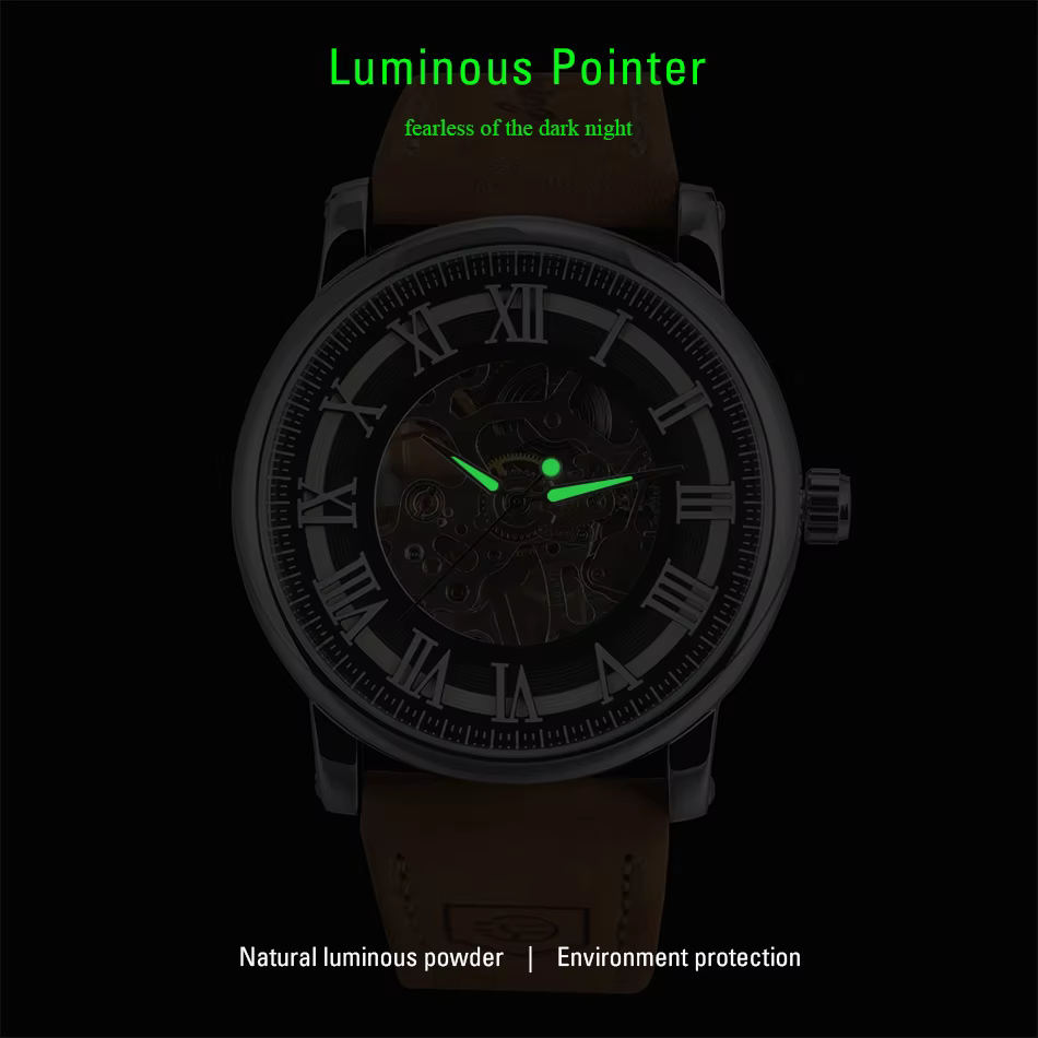 FORSINING Original acier squelette mécanique homme montre mouvement manuel horloge étanche en cuir de luxe Vintage hommes montres