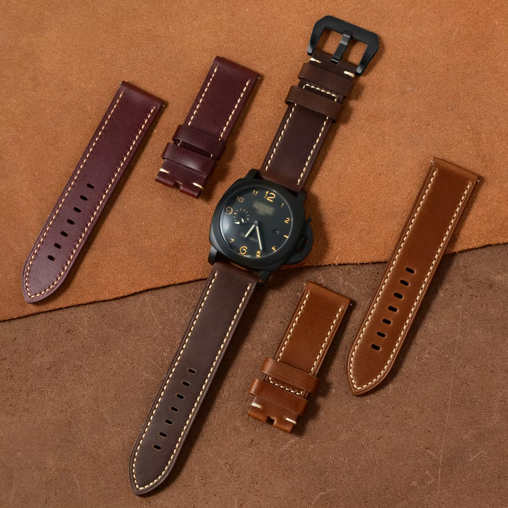 Bracelet de montre en cuir véritable pour Panerai