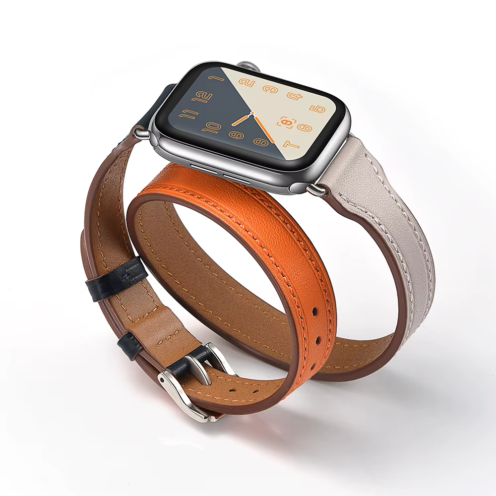 Bracelet Double Tour en Cuir group pour Apple Watch