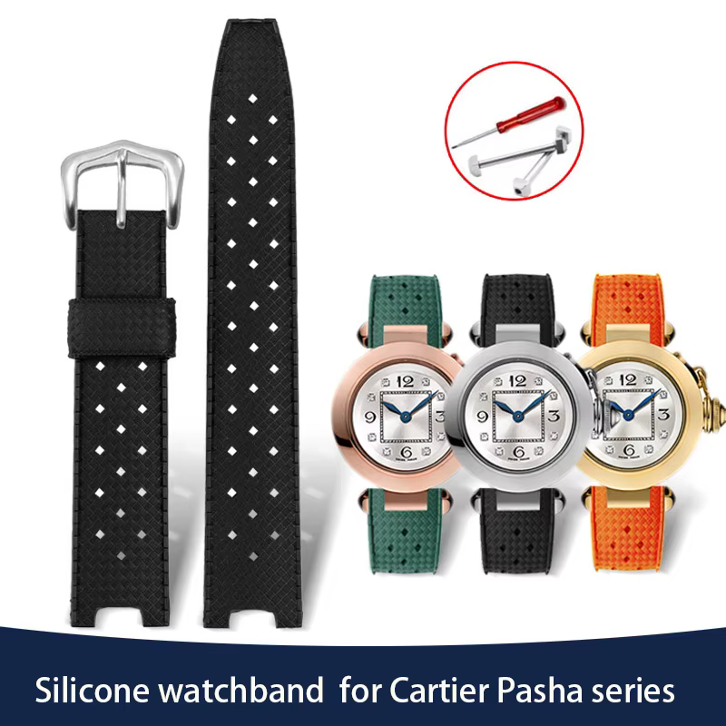 Bracelet de montre en caoutchouc pour cartier Pasha série