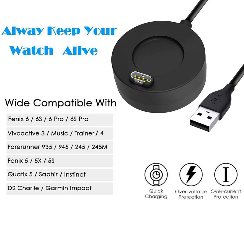 Câble de chargeur pour montre connectée Garmin Forerunner 165 265 255 965 955 245 158 55 Venu 2 Plus Tactix 7 Pro Swim 2