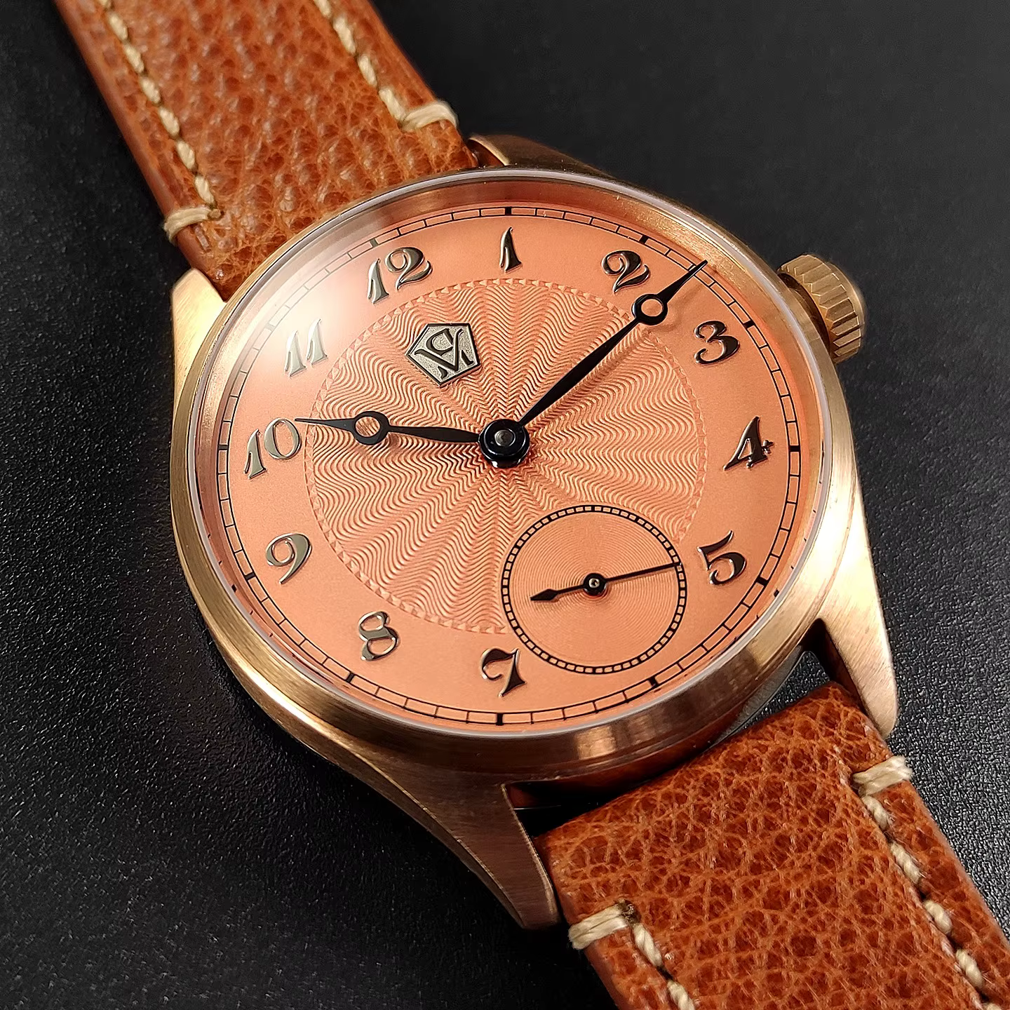 40.5 montre mécanique manuelle pour hommes étain Bronze Guilloché Surface tridimensionnelle argent clou rôti aiguille bleue mouette ST3621