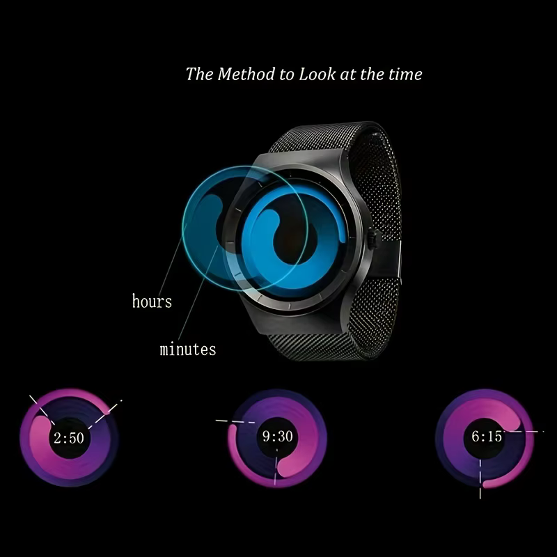 Montres homme à la mode créativité personnalisée pas de pointeurs vortex étoilé cadran circulaire montre à quartz relojes para hombres