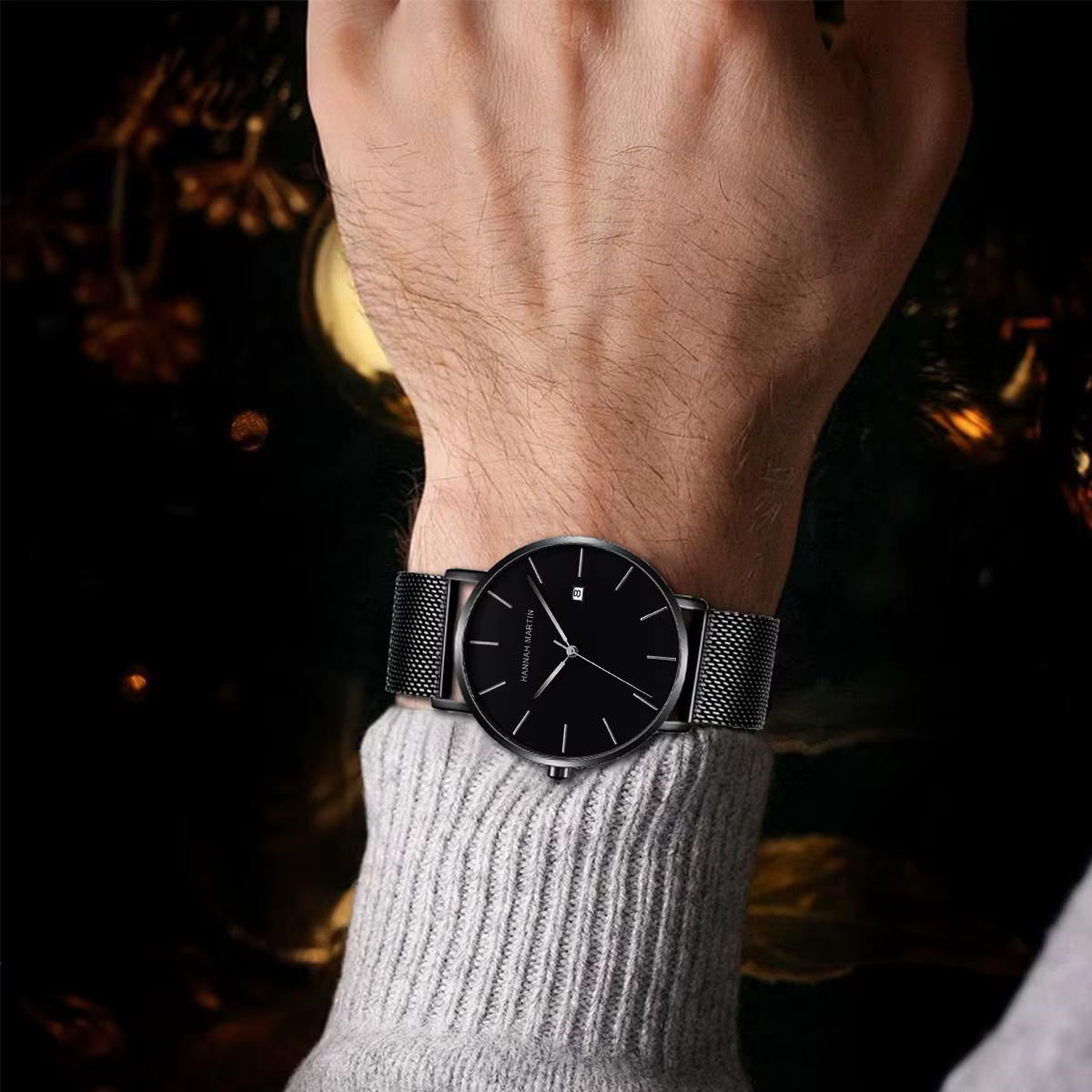 Classique Bauhaus Design hommes montre bleu foncé japon Quartz étanche en acier inoxydable mode affaires calendrier Ultra mince montres