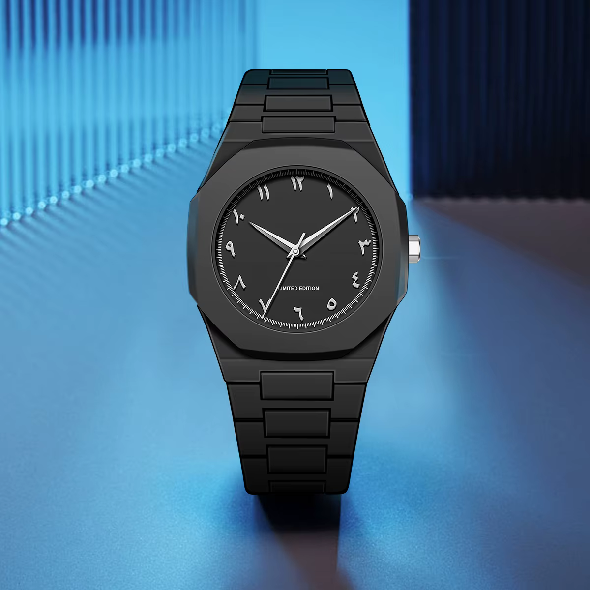 Montre à chiffres arabes argentés
