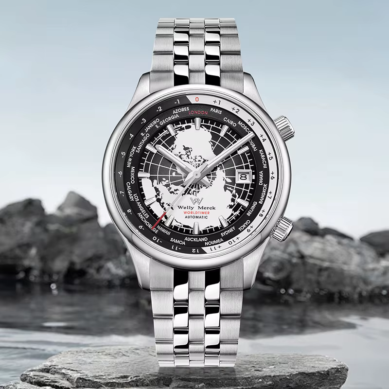 WM montre automatique mécanique hommes montres de haute qualité saphir heure mondiale Original reconnu marque Welly