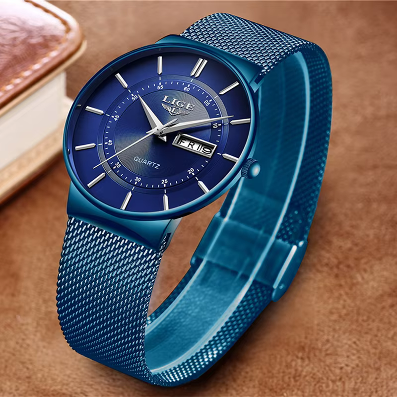 Montre Homme LIGE 2026 – Montre-Bracelet à Quartz Simple et Tendance pour Affaires