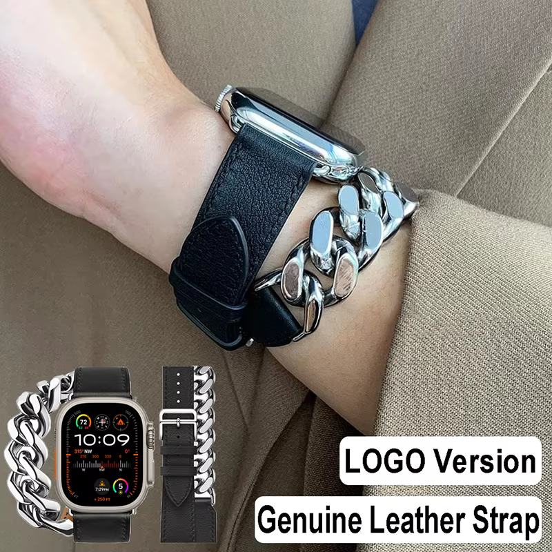 Bracelet en cuir véritable pour Apple Watch Ultra 2