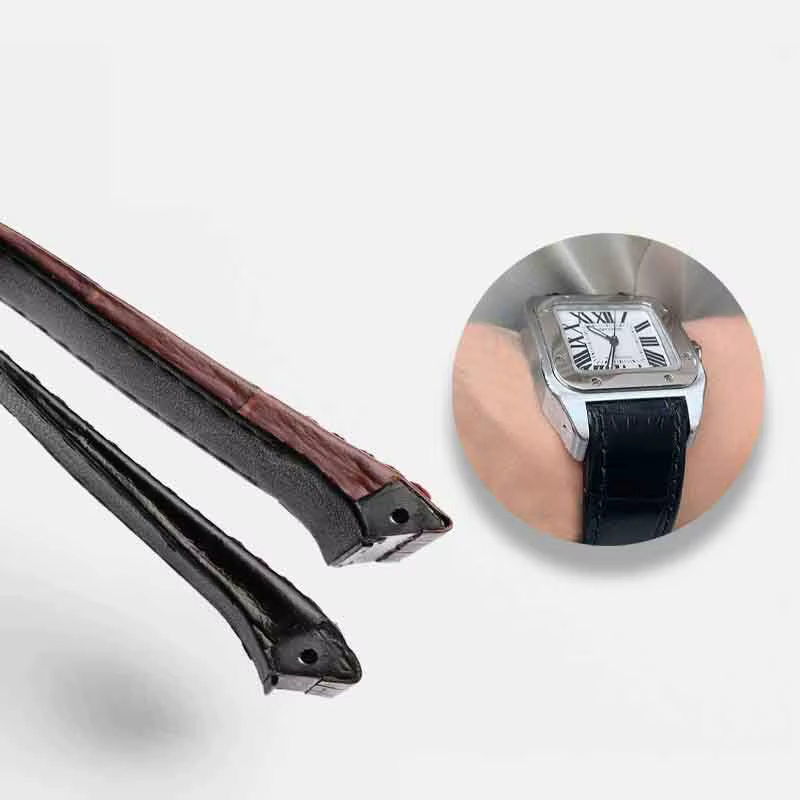 Bracelet de montre en cuir véritable pour Cartier Sandoz Santos 100