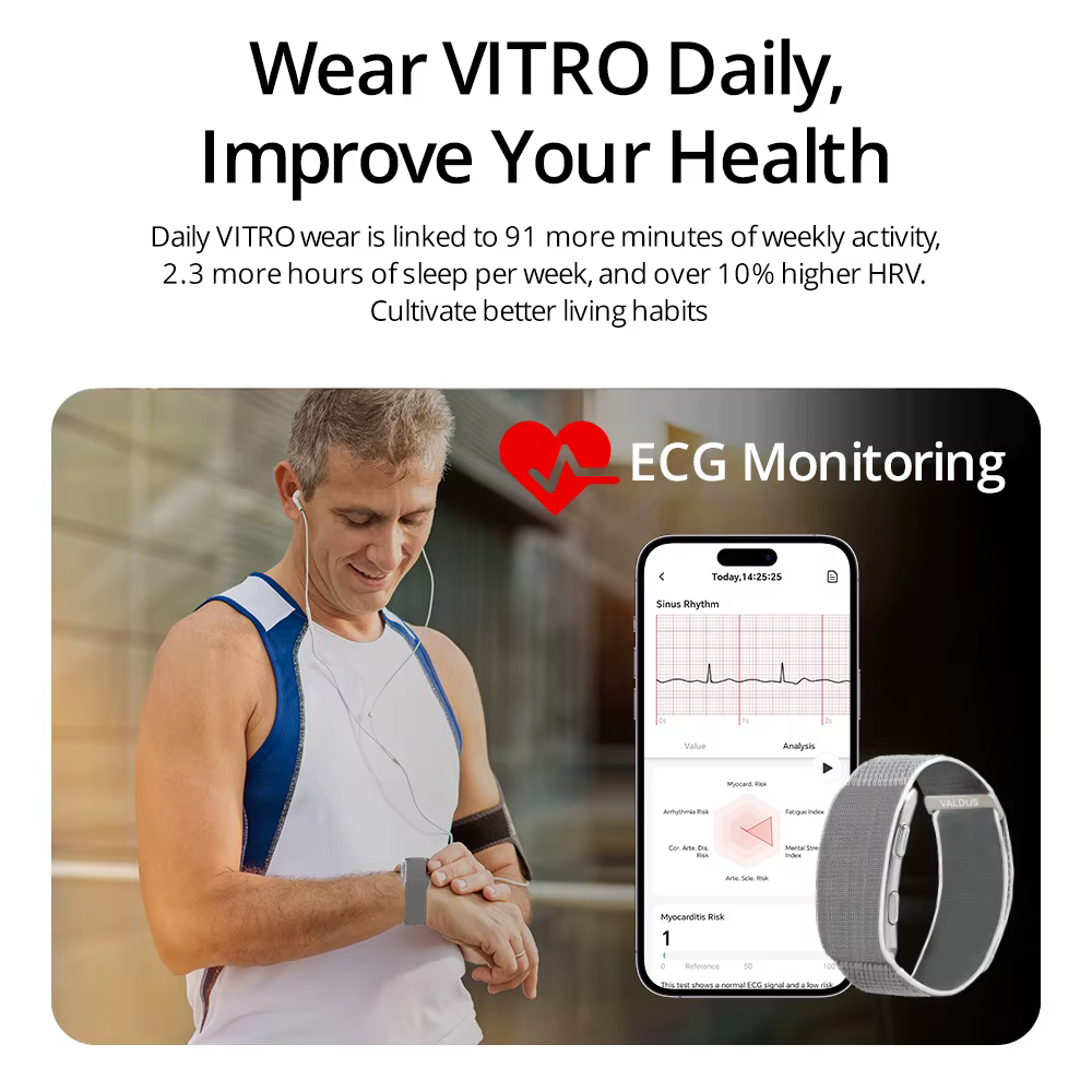 VALDUS nouveau VITRO Bracelet intelligent ECG traqueur de santé sport Fitness fréquence cardiaque pression artérielle