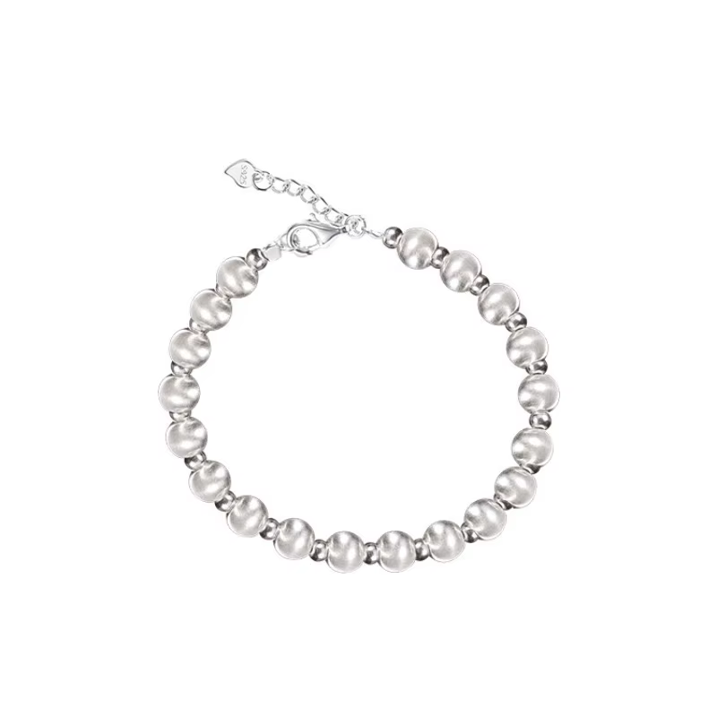 100% Solide 925 Sterling Argent Beeds Bracelet pour Femmes Hommes Vintage Fait Main Moraillon Bracelet Cadeau D'anniversaire S-B451
