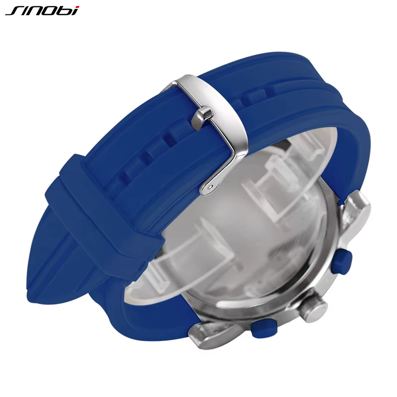 Nouveau SINOBI marque sport chronographe hommes montres numérique Quartz double mouvement étanche plongée bracelet