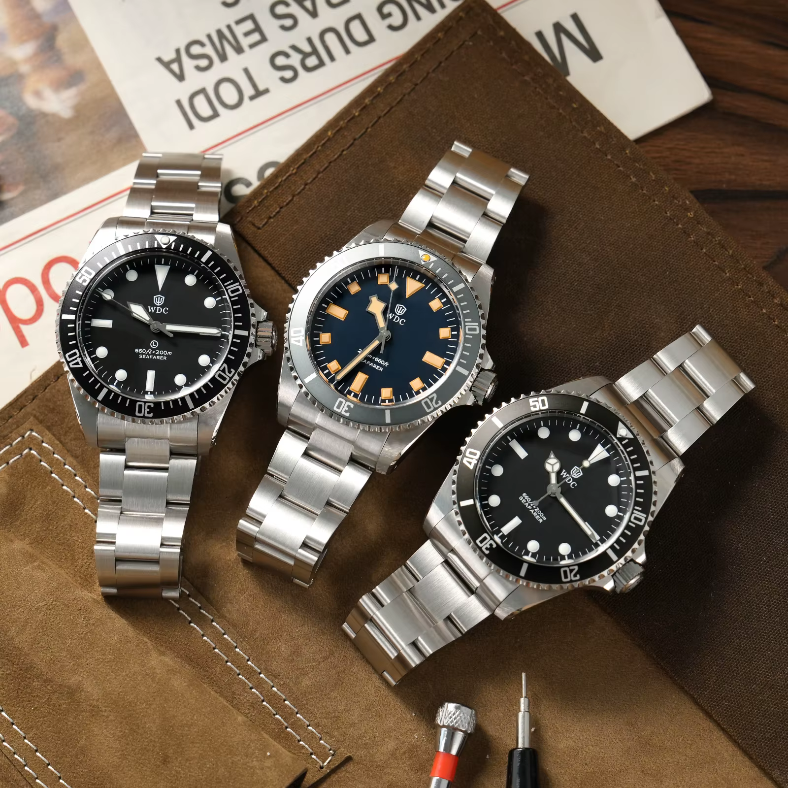 Watchdives WD5513Q Montre à quartz haut de gamme VH31 Mouvement à balayage Saphir AR Lumineux Étanche 20 bars Acier 40 mm Montre-bracelet rétro pour homme