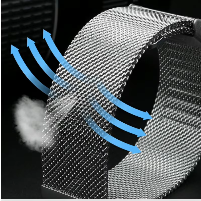 Bracelet de montre rétro en maille respirante pour hommes et femmes