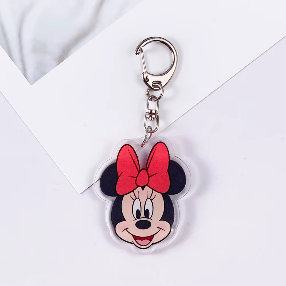 Porte-clés en acrylique Disney Mickey Mouse Minnie Mouse, accessoires mignons pour sac, pendentif pour sac à dos, cadeaux pour amis, 1/6 pièces