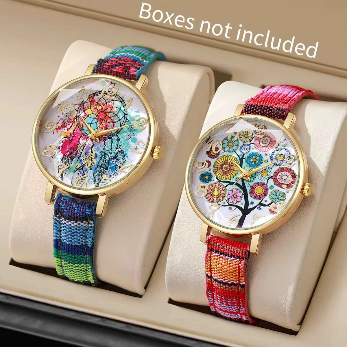 1/2/3/5 pièces mode femmes montres Vintage fleurs imprimé bracelet en polyuréthane montre à Quartz