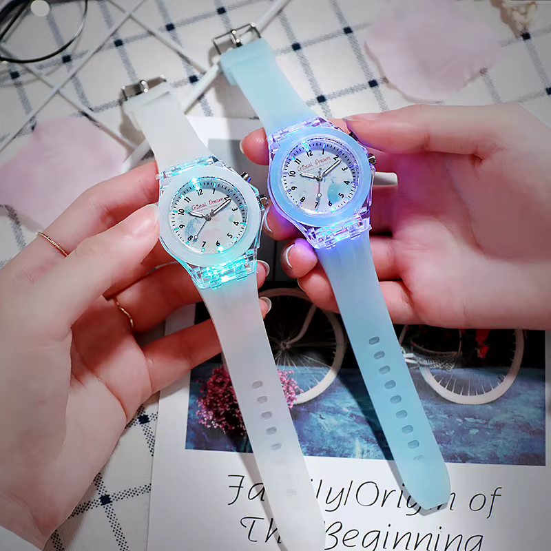 Montre-bracelet lumineuse en Silicone souple pour enfants
