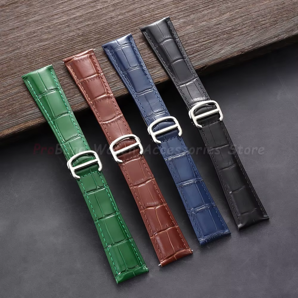 Bracelet de montre en cuir véritable pour Cartier Tank London Solo