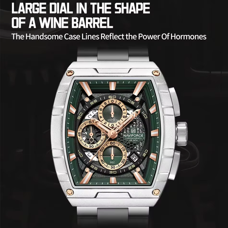Montre-bracelet à quartz Tonneau pour homme